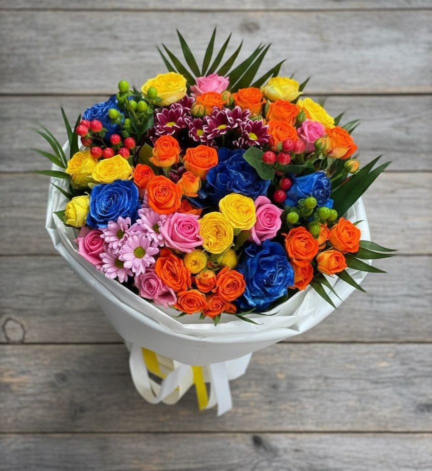 Букет цветов из: Розы и Хризантемы в Екатериноградской