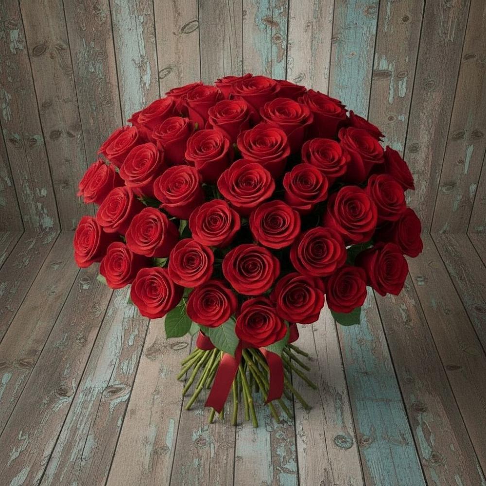 Букет 55 Красных роз Фридом в Екатериноградской