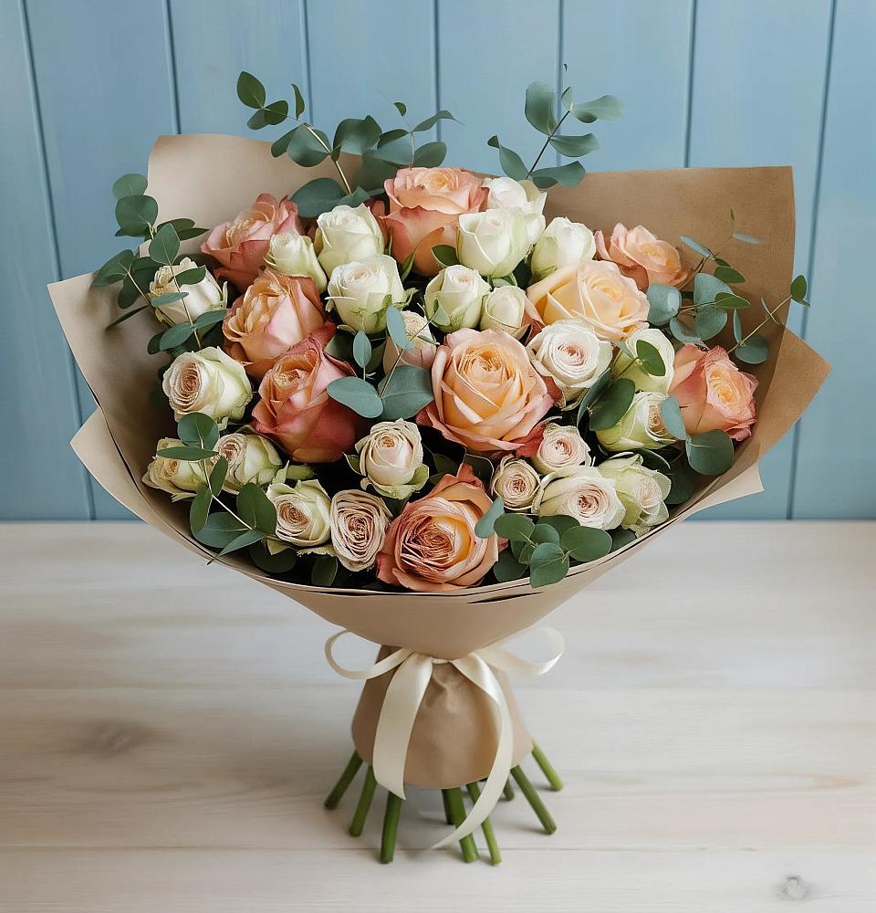 Букет цветов из: Альстромерии и Розы в Екатериноградской