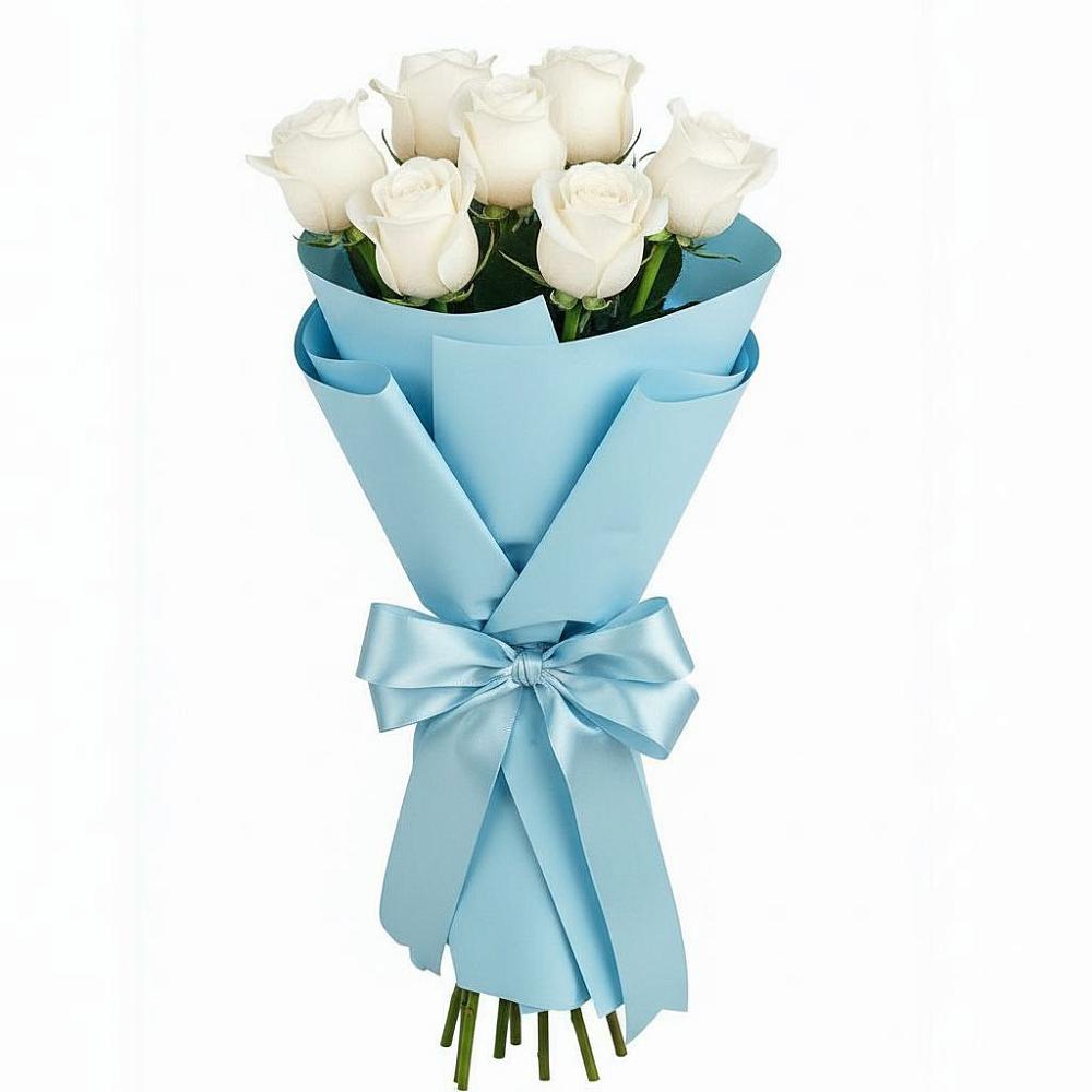 Букет 7 белых роз Проуд в Екатериноградской