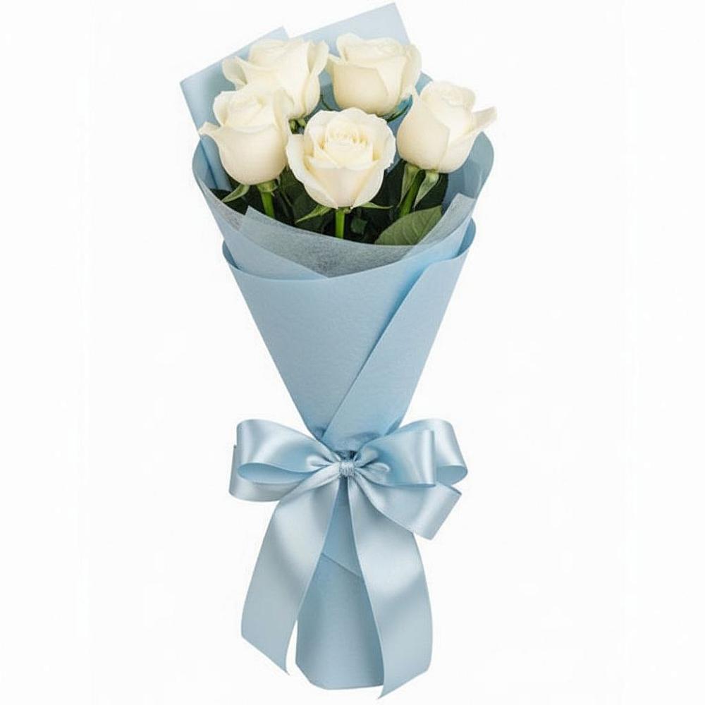 Букет 5 Белых роз Проуд в Екатериноградской