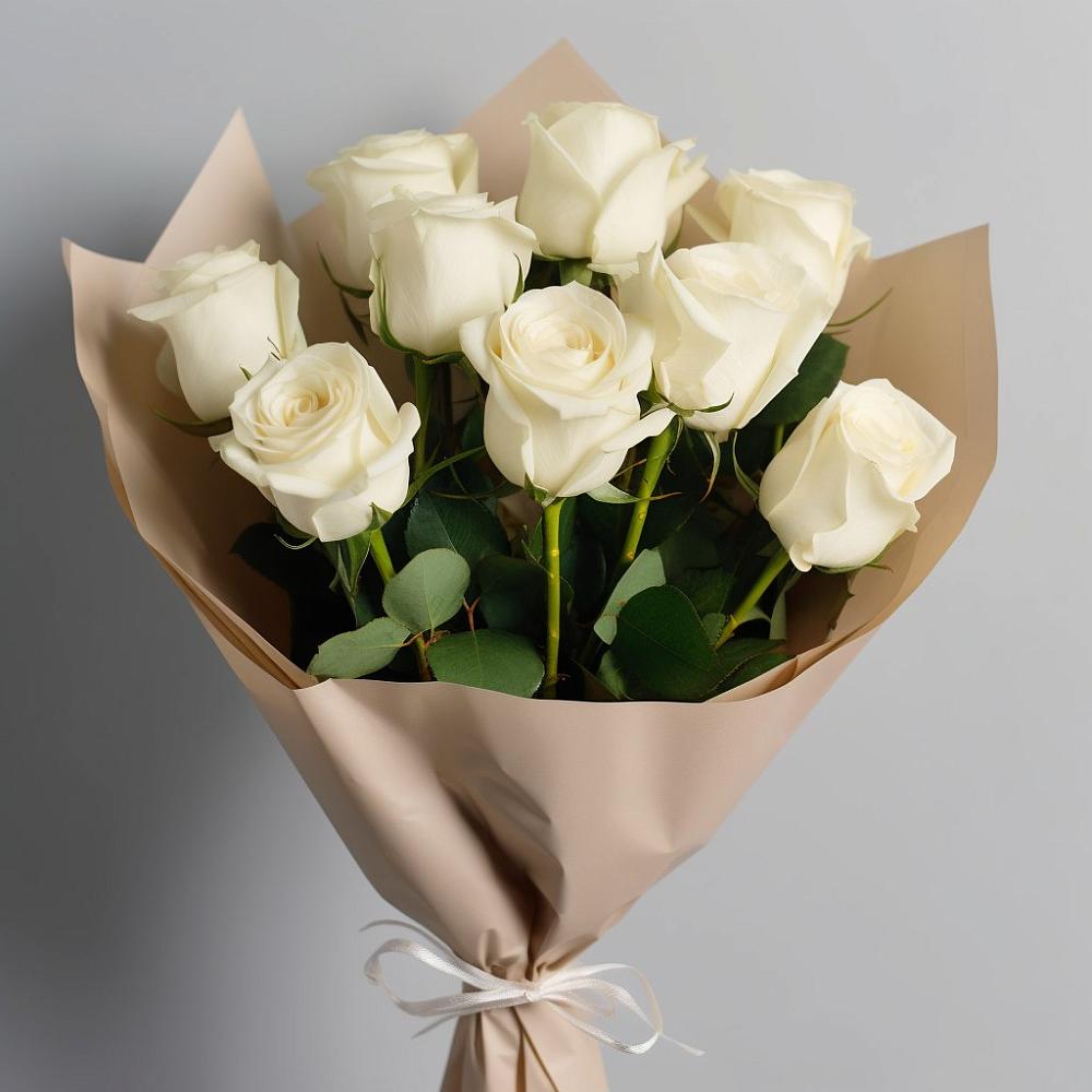 Букет 9 Белых роз Эдлесс Лав в Екатериноградской