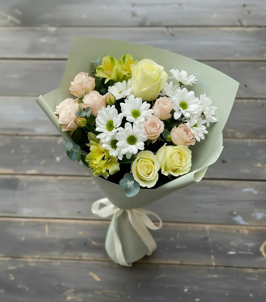 Букет цветов из: Альстромерии, Розы и Хризантемы в Екатериноградской