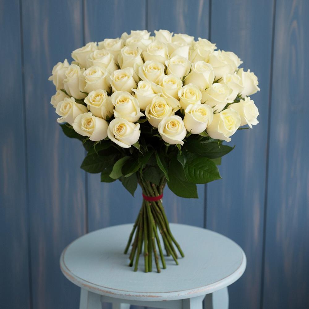 Букет 51 Белая роза Эдлесс Лав в Екатериноградской