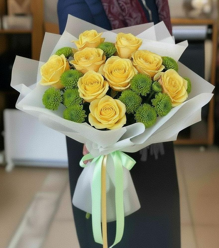 Букет цветов из: Хризантемы и Розы в Екатериноградской