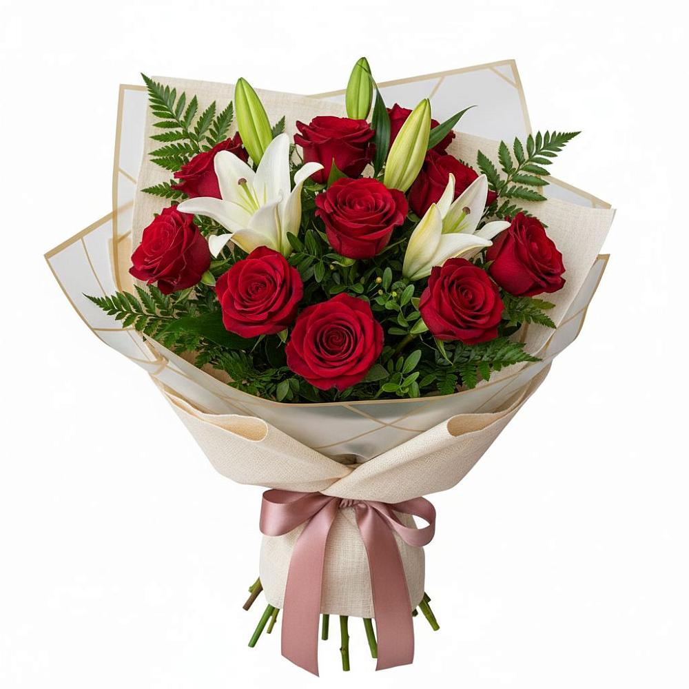 Букет цветов из: Лилии и Розы в Екатериноградской