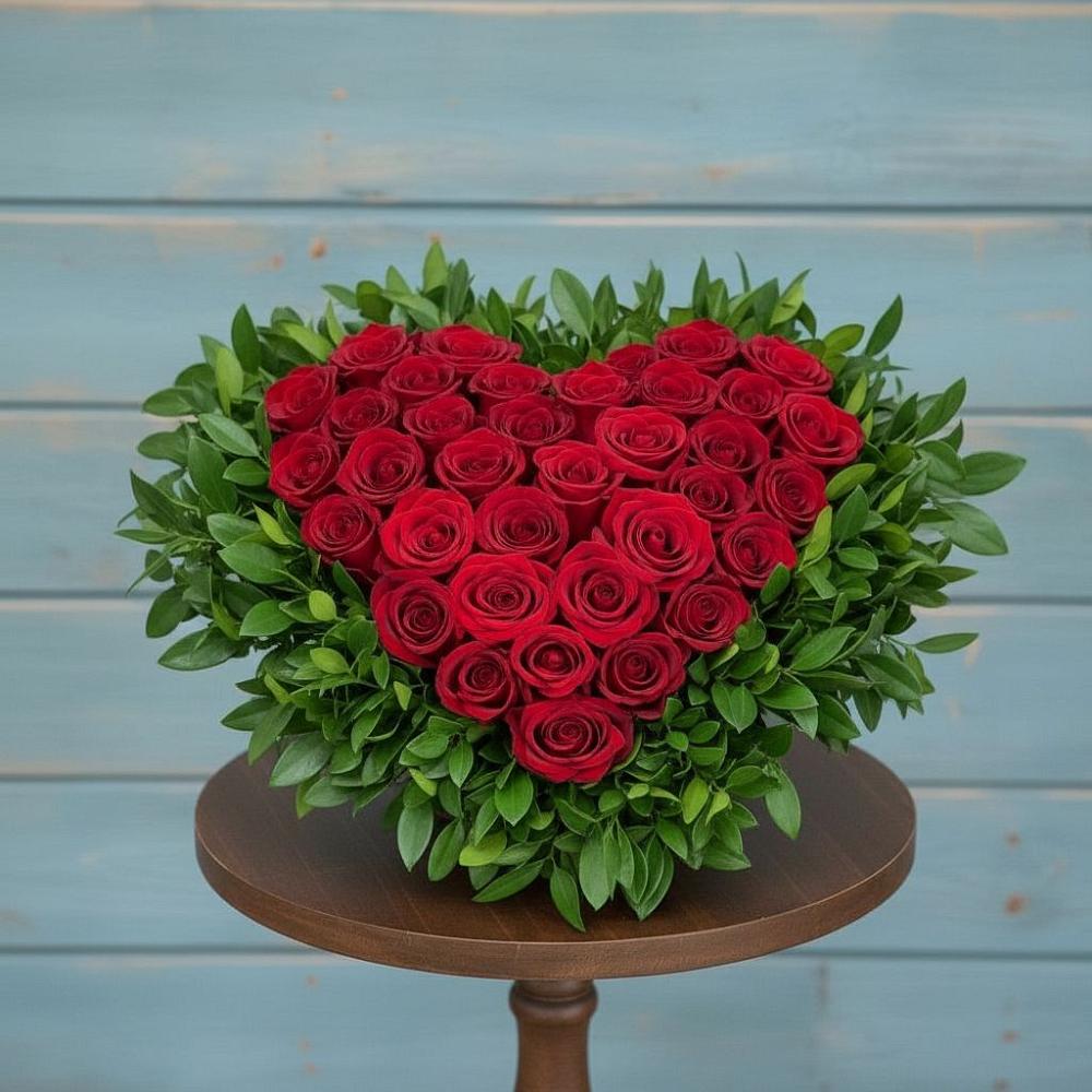 Цветочная композиция из Розы в виде сердца в Екатериноградской