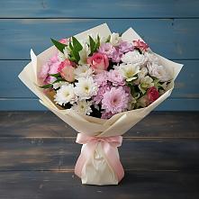 Букет цветов из:  Хризантемы, Альстромерии и Розы в Екатериноградской