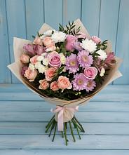 Букет цветов из:  Хризантемы, Розы и Альстромерии в Екатериноградской