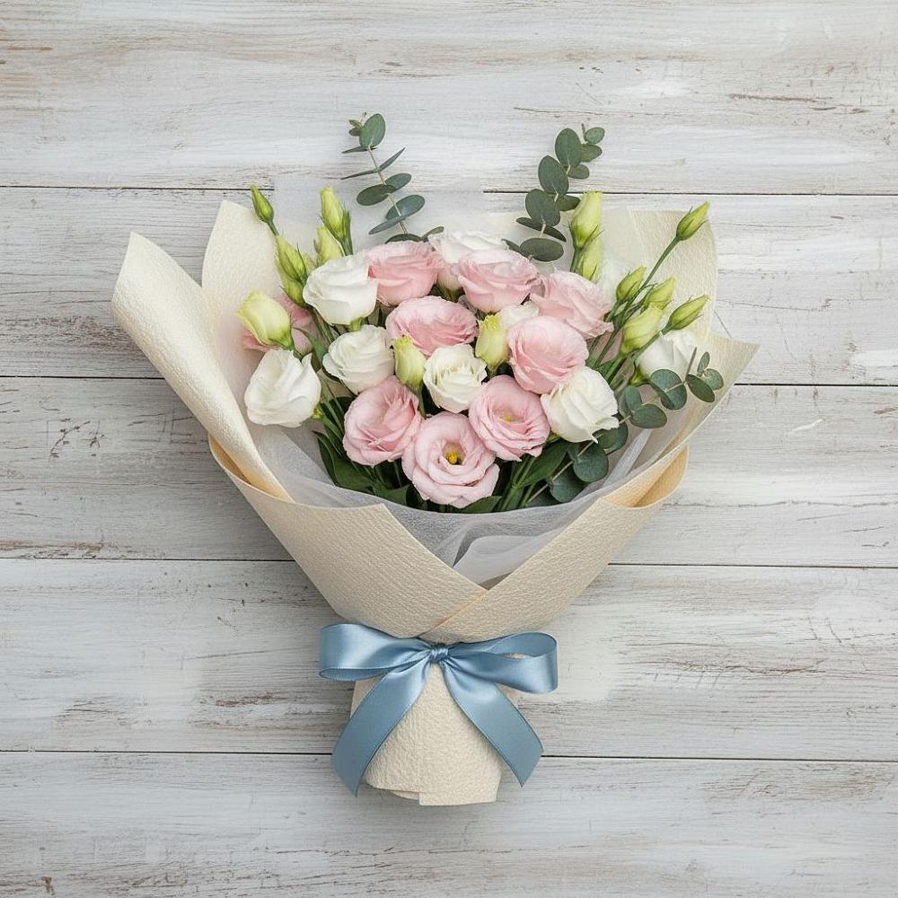 Букет цветов из: Лизиантусы в Екатериноградской